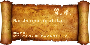 Mansberger Amelita névjegykártya